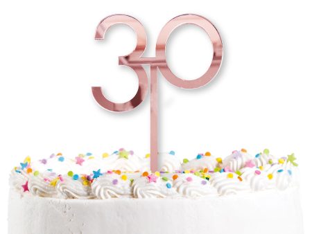 30th Birthday Rose Gold Acrylic Cake Topper For Sale