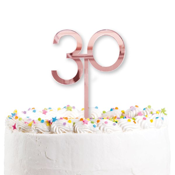 30th Birthday Rose Gold Acrylic Cake Topper For Sale