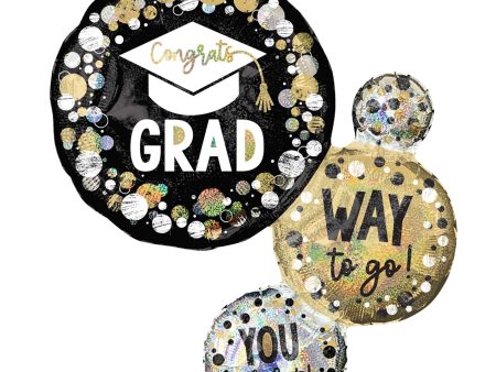 Way To Go Grad Circles And Dots Holographic SuperShape Foil Balloons Hot on Sale