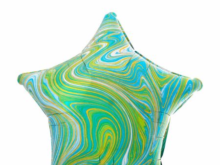 Blue Green Star Marblez Foil Balloon 45cm For Discount