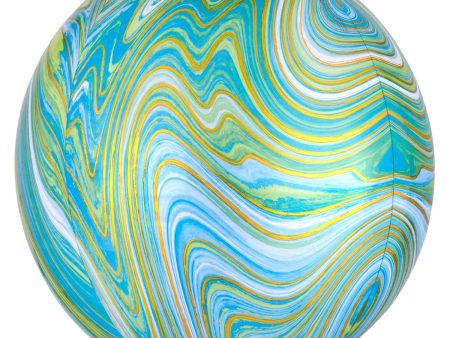 Blue Green Marblez Orbz Balloon 38x40cm Supply