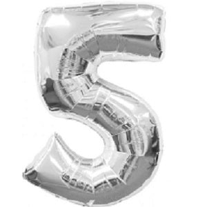 Number 5 Silver Foil Balloon 63x86cm For Discount