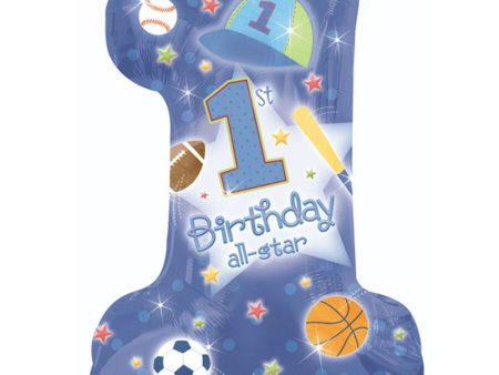 1st Birthday All Star Boy Foil Balloon 19 x 28in Online now