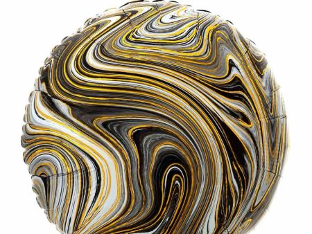 Black Circle Marblez Foil Balloon 45cm For Discount