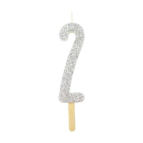 Candles - Silver Glitter Number Sale