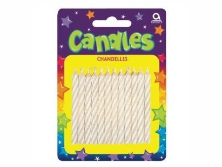 White Candy Stripe Candles 2.50in, 24pcs For Discount