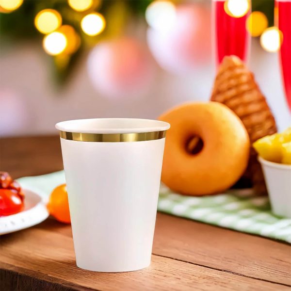 Frosty White Hot Stamped Paper Cups 12oz 8pcs For Cheap