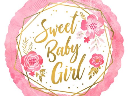 Baby Girl Floral Geo Foil Balloon 18in on Sale