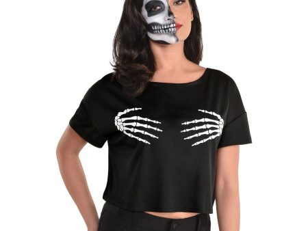 Adult Cropped T-Shirt with Bone Hands Online Hot Sale