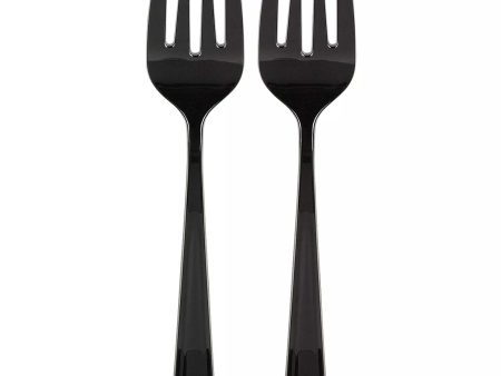 Jet Black Packaged Plastic Serving Forks 2pcs Online now