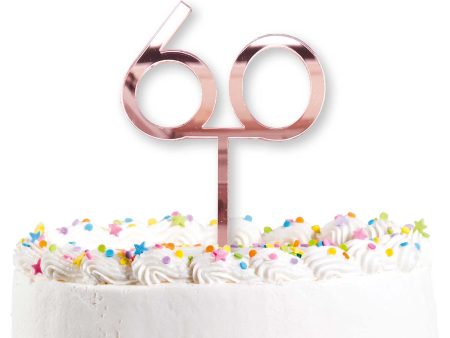 60th Birthday Rose Gold Acrylic Cake Topper Sale