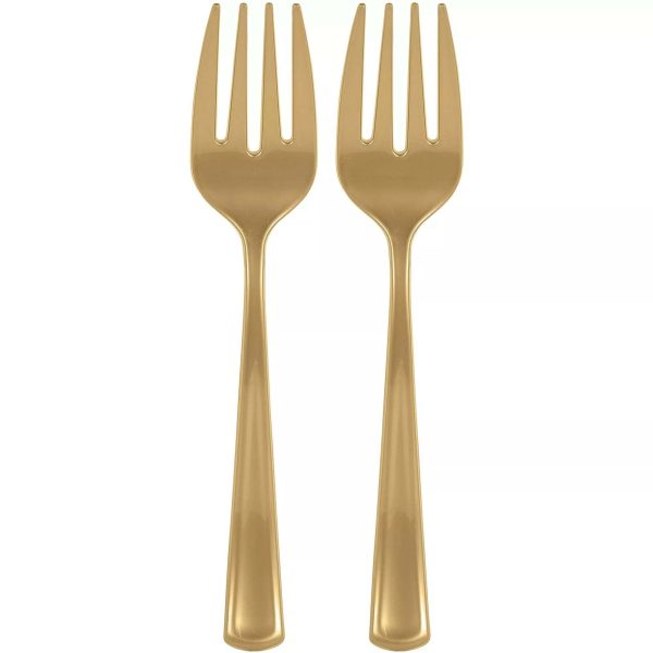 Gold Packaged Plastic Serving Forks 2pcs For Cheap