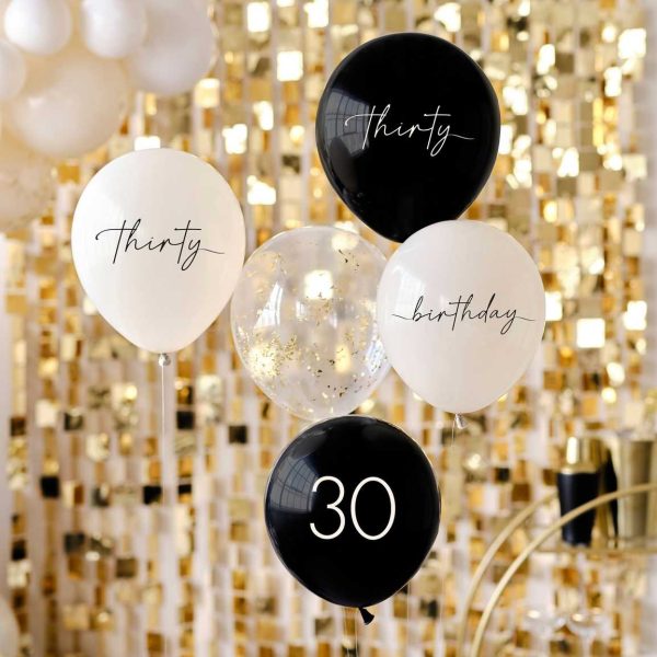 30th Birthday Golden Age Latex Balloons 5pcs Online Hot Sale