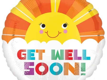 Get Well Soon Smiley Sunshine Foil Balloon 18in For Cheap