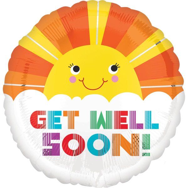 Get Well Soon Smiley Sunshine Foil Balloon 18in For Cheap