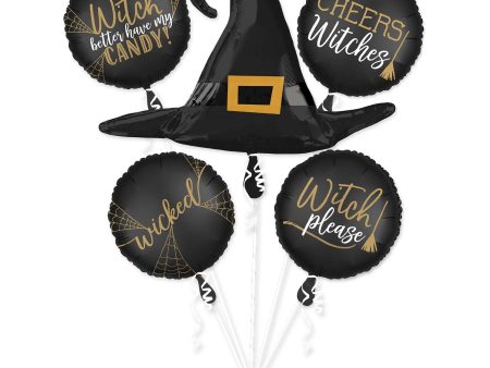 Witch Silhouette Balloon Bouquet 5pcs For Cheap