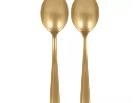 Gold Plastic Serving Spoon 9.75in 2pcs For Discount