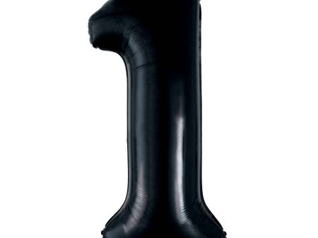 Black Number 1 Supershape Foil Balloon 33x86cm Online now