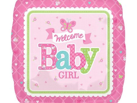 Welcome Baby Girl Butterfly Foil Balloon 28in Cheap