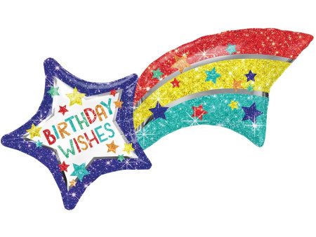 Birthday Wishes Shooting Star Supershape Foil Balloon For Sale