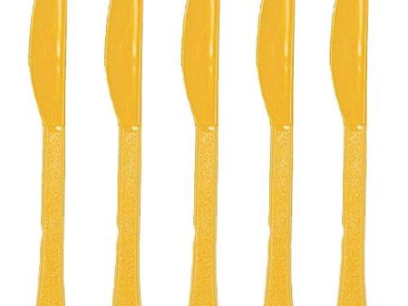 Yellow Sunshine Heavy Weight Plastic Knives, 20pcs Online now