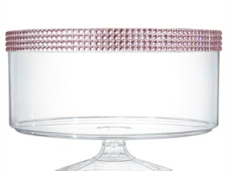 Clear Plastic Large Trifle Container With Pink Gems Discount