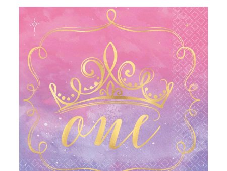 1st Birthday Princess Hot Stamped Lunch Napkin 16pcs For Sale