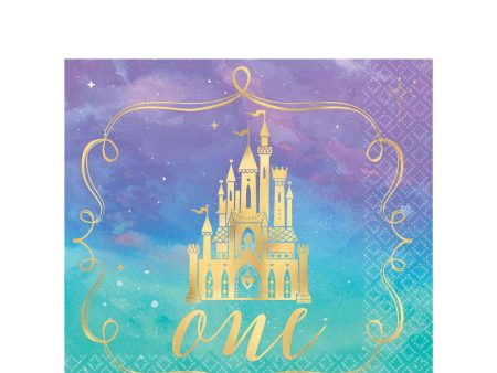 1st Birthday Princess Hot Stamped Beverage Napkin 16pcs on Sale