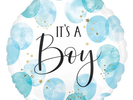 Baby Boy Blue Watercolor Foil Balloon 18in Sale