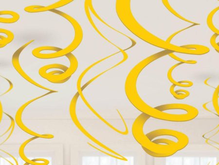 Yellow Sunshine Plastic Swirl Decoration 12pcs Supply